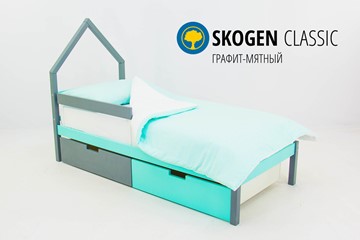 Кровать-домик в детскую мини Skogen графит-мятный в Братске