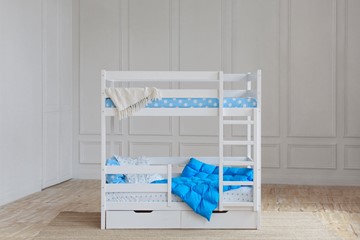 Двухъярусная кровать без крыши с ящиками, цвет белый в Братске
