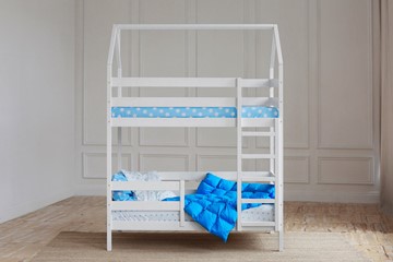 Детская двухъярусная кровать Домик, цвет белый в Ангарске
