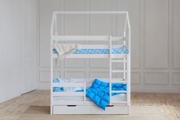Детская 2-этажная кровать Домик с ящиками, цвет белый в Ангарске