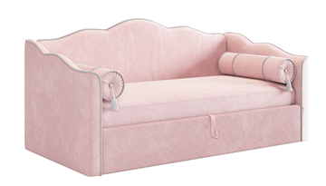 Кровать в детскую с подъемным механизмом Лея (Софа) 90х200 (нежно-розовый (велюр)/галька (велюр)) в Ангарске