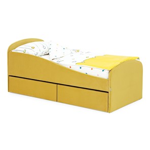 Кровать в детскую с ящиками Letmo 190х80 горчичный (велюр) в Братске