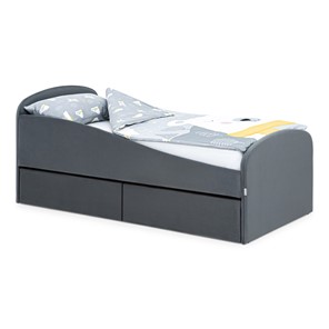 Мягкая кровать с ящиками Letmo 190х80 графит (велюр) в Ангарске