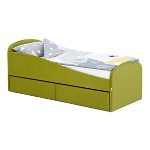 Мягкая кровать с ящиками Letmo 190х80 оливковый (велюр) в Ангарске