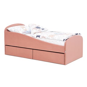 Мягкая кровать с ящиками Letmo 190х80 пудровый (велюр) в Ангарске