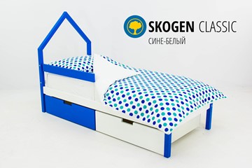 Кровать-домик в детскую мини Skogen сине-белый в Ангарске