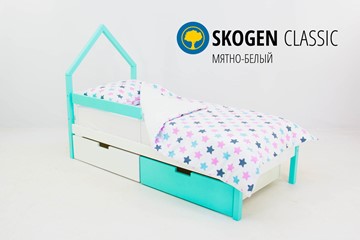 Кровать-домик детская мини Skogen белый-мятный в Братске