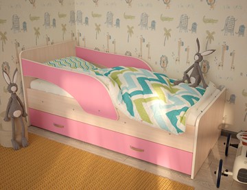 Детская кровать Максимка, корпус Млечный дуб, фасад Розовый в Иркутске