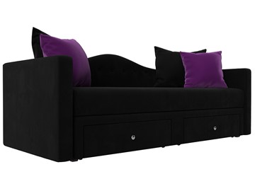 Диван-кровать Дориан, Черный/Фиолетовый (Микровельвет) в Ангарске