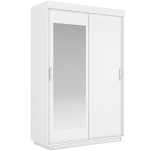 Шкаф 2-х дверный Лайт (ДСП/Зеркало) 800х595х2120, Белый Снег в Ангарске