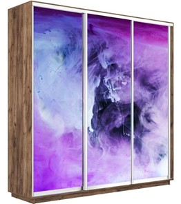 Шкаф 3-х дверный Экспресс 2400х600х2200, Фиолетовый дым/дуб табачный в Ангарске