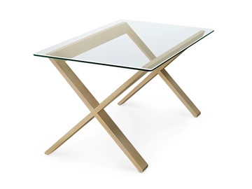 Стеклянный столик Оникс-11, Натуральный массив/Прозрачное стекло в Братске