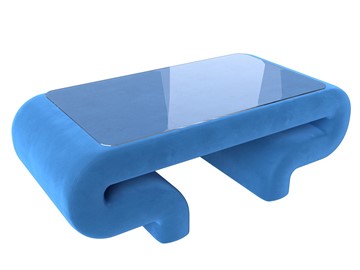Стеклянный столик Волна, голубой (велюр) в Братске