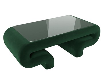 Стеклянный журнальный столик Волна, зеленый (велюр) в Братске
