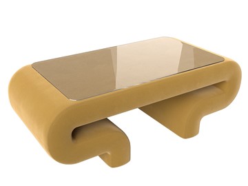 Стеклянный столик в зал Волна, желтый (микровельвет) в Братске