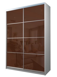 Шкаф 2-х дверный MAX МШ-23-6-16-22, Профиль Серебро/Цвет Белый/Oracal Шоколад в Ангарске