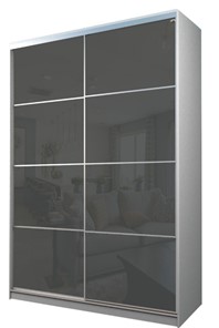 Шкаф 2-х дверный MAX МШ-23-6-16-22, Профиль Серебро/Цвет Белый/Oracal Темно-серый в Ангарске