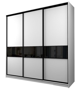 Шкаф 3-х дверный MAX МШ-25-6-24-999, Профиль Черный/Цвет Белый/Oraclal Черный в Ангарске