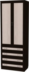 Шкаф 2-х створчатый 103 со штангой, цвет Венге в Ангарске