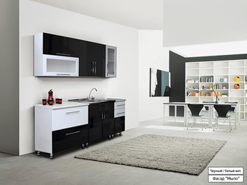 Готовая кухня Мыло 224 2000х718, цвет Черный/Белый металлик в Ангарске