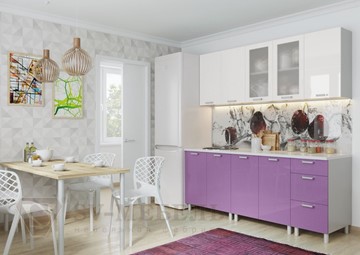 Кухонный гарнитур угловой Модерн, белый глянец/фиолетовый металлик в Ангарске