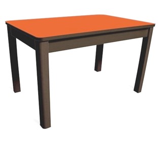 Кухонный стол Айсберг-05 СТ1, венге ЛДСП/стекло оранжевое/42 прямые массив венге в Ангарске