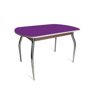 Кухонный раскладной стол ПГ-02 СТ2, дуб молочный/фиолетовое стекло/35 хром гнутые металл в Братске