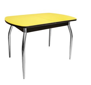 Кухонный раздвижной стол ПГ-01 СТ2, венге/желтое стекло/35 хром гнутые металл в Ангарске