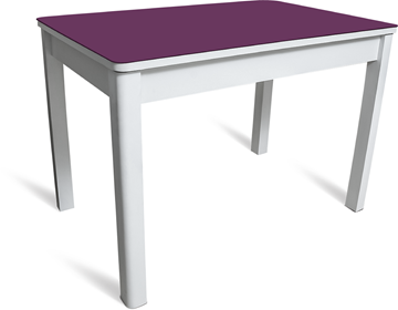 Кухонный обеденный стол Айсберг-05 СТ2, белое ЛДСП/фиолетовое стекло/40 массив белый в Ангарске