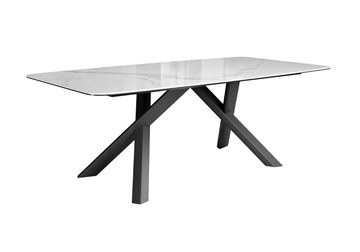 Керамический кухонный стол DikLine KS220 керамика Cloud (белый глянец C11)/опоры черные в Братске