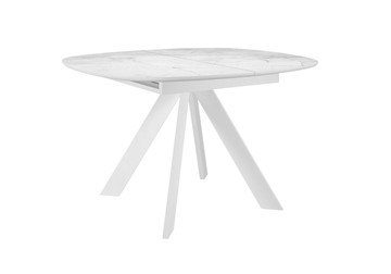 Керамический стол DikLine BK100 Керамика Белый мрамор/подстолье белое/опоры белые в Ангарске