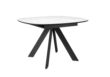 Керамический кухонный стол DikLine BK100 Керамика Белый мрамор/подстолье черное/опоры черные в Ангарске
