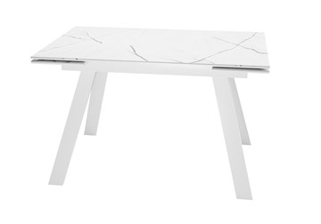 Керамический обеденный стол DikLine DKL140 Керамика Белый мрамор/опоры белые (2 уп.) в Ангарске