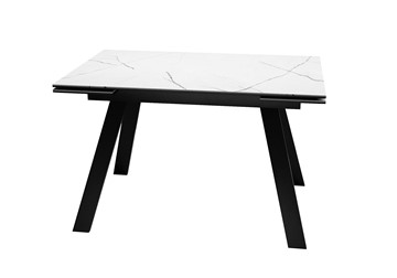 Керамический кухонный стол DikLine DKL140 Керамика Белый мрамор/опоры черные (2 уп.) в Ангарске