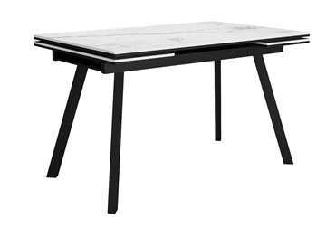 Керамический обеденный стол DikLine SKA125 Керамика Белый мрамор/подстолье черное/опоры черные (2 уп.) в Братске