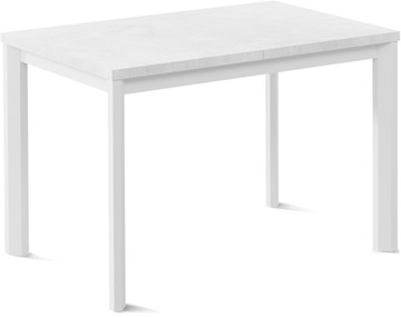 Раздвижной стол Кубика Нагано-1L (ноги металлические белые, белый цемент) в Ангарске