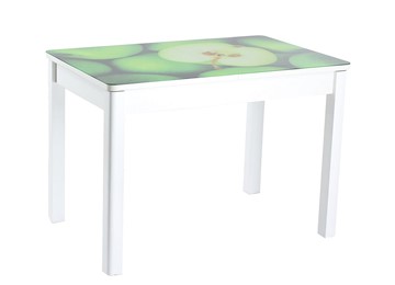 Кухонный раскладной стол Айсберг-02 СТФ, белое лдсп/зеленые яблоки/40 прямые массив белые в Ангарске
