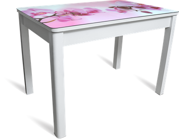 Кухонный раскладной стол Айсберг мини СТФ, белое лдсп/орхидея/40 прямые массив белые в Ангарске
