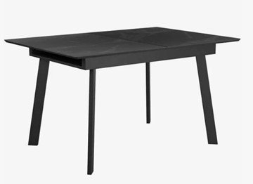 Стеклянный обеденный стол раздвижной  DikLine SFH125 стекло Оптивайт Черный мрамор/подстолье черное в Братске