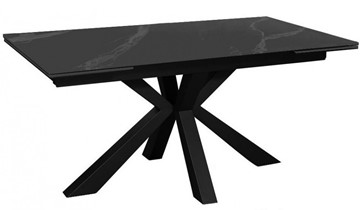 Керамический обеденный стол раздвижной DikLine SFE140 Керамика Черный мрамор/подстолье черное/опоры черные (2 уп.) в Ангарске