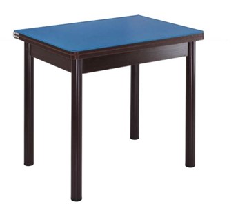 Кухонный пристенный стол СПА-01 СТ2, венге ЛДСП/стекло синие/38 прямые трубки крашеные коричневый в Ангарске