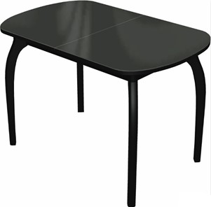 Овальный стол на кухню Ривьера исп.1 дерево №1 (стекло черное/черный) в Братске