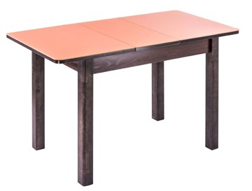 Кухонный стол раздвижной Айсберг-02 СТ1, венге ЛДСП/стекло оранжевое/42 прямые массив венге в Братске