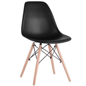 Комплект обеденных стульев 4 шт. BRABIX "Eames CF-010", пластик черный, опоры дерево/металл, 532631, 2033A в Братске