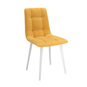 Обеденный стул Белла, велюр тенерифе куркума/Цвет металл белый в Ангарске