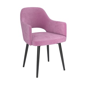 Обеденный стул Берта, велюр тенерифе розовый/Цвет металл черный в Ангарске