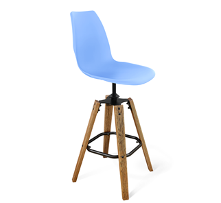 Барный стул SHT-ST29/S93 (голубой pan 278/брашированный коричневый/черный муар) в Ангарске
