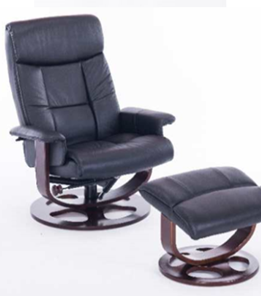 Офисное кресло J6011 для релаксации нат. кожа / дерево, черный в Ангарске