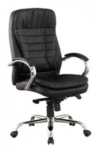 Офисное кресло J 9031-1 нат. кожа /хром, черный в Братске