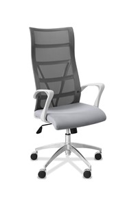 Офисное кресло для руководителя Топ X белый каркас, сетка/ткань TW / серая/ серая в Братске